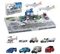 CLIUNT Airport Toys, Airplane Car Toy Set with Trucks, Helicopter, Planes, Signs, Fire Trucks Race Cars and Airport Playmat, Great Military Toy, Aircraft Model Toys Playset for Boys Gir