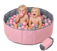 CLIUNT Baby Ball Pit, 80CM Foldable Kid Balls Pool Round Playpen, Dog Pool Pit for Kid or Pet, Without Ball Pit Balls (Pink)