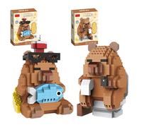 CLIUNT Capybara Building Blocks Set, 2PCS DIY Building Blocks Capybara, Micro Bricks Capybara Gift, Mini Animal Bricks for Home Office Decoration, Birthday Present for Adults Kids (Fish/WC)