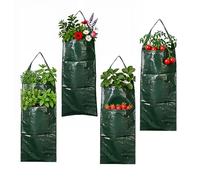 CLIUNT Hanging Planter Grow Bags, 4pcs Breathable Flower Strawberry Planter Bags，Multifunction Vegetable Herbs Plant Grow Bag for Tomatoes,Vertical Gardening (23.6x9.8in)