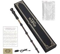CLIUNT Harry Potter Wand, 35cm Magic Wand, USB Charging Harry Light Up wand, Harry Potter Wand That Shoots Fire with Spell Card, Station Ticket and Necklace