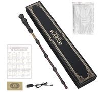 CLIUNT Harry Potter Wand, 35CM Magic Wand, USB Charging, Light Up, Shoots Fire, Spell Card, Station Ticket, Necklace