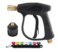 CLIUNT High Pressure Washer Gun 4350PSI, Short Jet Wash Gun with 7 Water Nozzle Tip, M22 14MM Fitting Hose Connector, 1/4'' Quick Connector for Karcher K1-K7 Pressure Washer