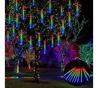 CLIUNT Meteor Shower Lights, Waterproof Falling Rain Lights, Meteor String Lights, Outdoor Christmas Lights&Decorations for Party Wedding Garden Christmas Tree(10Tube 240 LED)