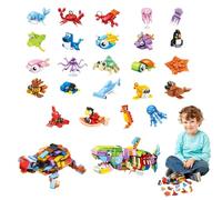 CLIUNT Mini Building Blocks Party Favors for Kids，25 Packs Mini Animal Building Blocks Set Tiny Marine Ocean Building Toys for Unisex Kids Classroom Prizes Rewards Gifts Exchange Goodie loot