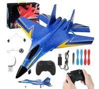 CLIUNT Remote Controlled Planes, 2.4 GHz 2 Channel Aeroplane Remote Controlled, RC Aeroplane Children with LED Lighting for Beginners, with USB Charging (Sky Blue)