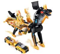 CLIUNT Robocrash Magnetic Transforming Car, Dragon Transforming Toys, 2 In 1 Automatic Deformation of Magnetic Connections, Car Robot Toys for Kids 2 3 4 5 6 7 8 Years Old (Gold)