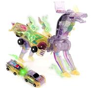 CLIUNT Robocrash Magnetic Transforming Car, Dragon Transforming Toys, 2 In 1 Automatic Deformation of Magnetic Connections, Car Robot Toys for Kids 2 3 4 5 6 7 8 Years Old (Luminous)