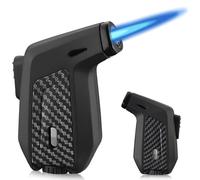 CLIUNT Torch Jet Lighter, Refillable Windproof BBQ Lighter with Visible Window, Safety Switch for Grill, Camping, Kitchen (Butane Not Included)