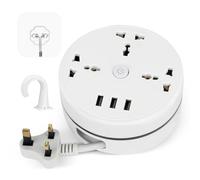 CLIUNT Travel Extension Lead with 3 USB Slots, 2500W 10A, Retractable Extension Lead with 1.8M Extension Cord and 3 Way Outlets, Travels Accessories, Travel Essentials for Cruise Home Outside