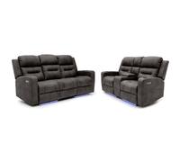 clive fabric electric recliner 3+2 seater sofa set in brown
