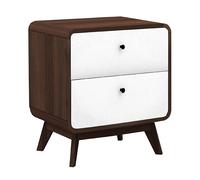 clive wooden bedside cabinet with 2 drawers in walnut and white