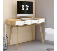 clive wooden computer desk with 2 drawers in oak and white