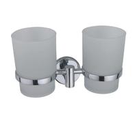 Clix Range Wall Mounted Double Glass Tumbler & Holder - in Polished Chrome Finish, Combines modern style with everyday practicality