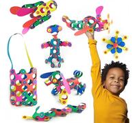 Clixo Rainbow 42 Piece Pack - Flexible, Durable, Imagination-Boosting Magnetic Building Toy- Modern, Modular Designs for Hours of STEM Play. A Multi-Sensory Magnet Toy, Travel Friendly. Ages 4-99