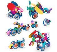 Clixo Wheel Creator Pack Magnetic Building Tiles for Kids, 72 Pcs, Ages 6+ | Build Cars & Vehicles with 72 Rainbow Magnetic Tiles, Flexible STEM Construction Toy, Fun Gift for Kids, Ages 4+