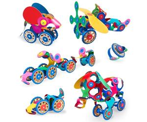 Clixo Wheel Creator Pack Magnetic Building Tiles for Kids, 72 Pcs, Ages 6+ | Build Cars & Vehicles with 72 Rainbow Magnetic Tiles, Flexible STEM Construction Toy, Fun Gift for Kids, Ages 4+
