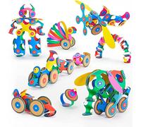 Clixo Wheel Creator Pack, Magnetic Tiles for Kids - 72 Rainbow Pcs, Ages 4+