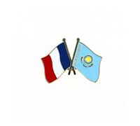 Clj Charles Le Jeune France Kazakhstan Flag Pin Badge - Franco-Kazakh - Pairing - Beautiful Quality Finish - Pin - Pin - Badge - Pairing and Fraternity, Multicolored, One size