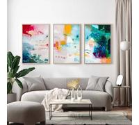 CLJKDX Abstract Colorful Green Orange Red Wall Art Canvas Paintings Modern Posters and Prints Pictures for Living Room Kitchen Home Decoration-40 * 60cm*3PCS (No Frame)