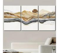 CLJKDX Abstract Gold Black Pastel Paint Mountain Range Nature Illustrations Modern Rustic Landscape Poster Picture For Living Room Kitchen Decoration-50 * 70cm*3PCS (No Frame)
