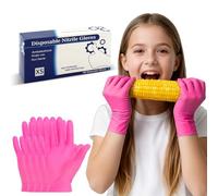 Cljlixcy Kids Disposable Nitrile Gloves for 4-10 Years, Suitable for Gardening, Cooking, Painting, Latex and Powder Free -100 PCS (Rose Red)