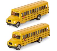 CLKDPNO 2 Pack Pull Back School Bus,Mini Yellow School Bus Toy, Die Cast Vehicles Alloy Pull Back Play Buses Alloy Metal Vehicles Toy with Bright Yellow for Kids Boys Girls