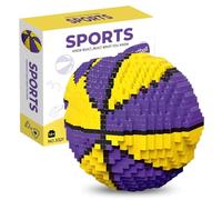 CLKDPNO Basketball Block Set Basketball Mini Building Blocks Set Micro Building Toys Bricks Kits for Children Ages 7-14 Kids Adults Birthday Gifts (Yellow Purple)