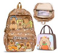 CLKDPNO Capybara Backpack for Children，Capybara Lunch Bag, Kids Backpack School, Cartoon Animation School Bag,Kids Travel Work Picnic Office