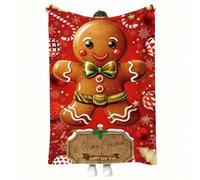 CLKDPNO Christmas Blanket Gingerbread 100x150cm Xmas Printed Fleece Blanket Soft Warm Fluffy Microfiber Blanket Christmas Throw Over for Bed, Sofa, Couch and Gift