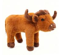 CLKDPNO Simulation Cow Plush Toy Realistic Stuffed Animals Buffalo Standing Cow Stuffed Animal Doll Christmas Plushie Toys Gift for Kids Friends(9.84in,Dark Brown)