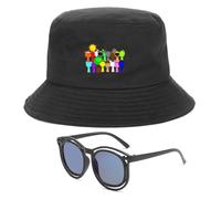 CLKDPNO SprunkeyBox Fisherman Hat,SprunkeyBox Unisex Fisherman Cap,Beach Sun Hat,SprunkBeats Fisher Cap,Sunglasses, Quirky Glasses,Cute and Quirky Accessories Black