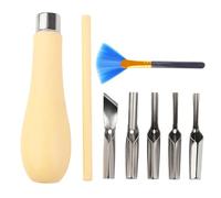 CLKE 1 Set Lino Cutting Tools, Engraving Sets, with 1 Cleaning Brushwood Carving Cutting Tool Set, Lino Cutting Tools Kit for Soft Wood, Linoleum, and Rubber