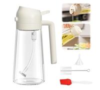CLKE 15.8oz / 470ml 2-in-1 Olive Oil Spray Bottle & Dispenser, Glass Cooking Oil Sprayer for Air Fryer, Salad, BBQ, Baking, Vinegar, Soy Sauce, Kitchen (White)