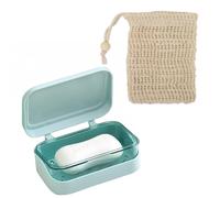 CLKE 2 Layers Soap Dish with Lid and Bubble Net,Soap Dish Container for Travel, Bathroom, Camp, Outdoor, Hiking, School