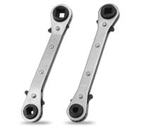 CLKE 2Pcs Ratchet Spanner, HVAC Tools, 4-in-1 Ratchet Wrench with 4 Sizes 1/4, 3/8, 3/16, 5/16, Radiator Spanner, Radiator Ratchet Spanner for Refrigeration Equipment Repair