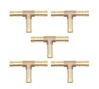 CLKE 5pcs 8mm T Shape Brass Hose Connector 3 Way Fluted Connector for Air Fuel Water Diesel