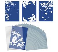 CLKE Cyanotype Paper Kit, 32 Pcs A6 Sun Print Papers with Acrylic Panel, High Sensitive Nature Print Paper for Solar Printing, Cyanotype Kit for Kids Adults DIY Crafts, Cyanotype Chemicals
