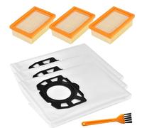 CLKE Filter for Kärcher Set, with 3 Bags for Kärcher, 3 Vacuum Cleaner Filters for Kärcher and 1 Small Brush, Compatible with Kärcher WD4 / WD5 / WD6, Kärcher MV4 / MV5 / MV6