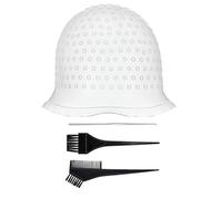 CLKE Highlighted Dyeing Artifact Silicone White Head Cover Kit Professional Hair Highlighting Set with Needle, Caps, and Brushes,Hair Dyeing and Highlighting Tools for Women Men (White)