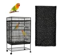 CLKE Large Bird Cage Cover, Adjustable Soft Airy Nylon Mesh Net with Sparkling Sequins, Birdcage Cover Skirt Seed Guard for Parrot Macaw Round Square Cages (Black, 15.7x118 inches)