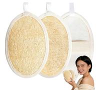 CLKE Natural Loofah Sponge Set, 3 Pcs Beige Large, Exfoliating Shower Loofah, Natural Luffa and Terry Cloth Materials, Sponge Loofah for Women and Men(Beige)