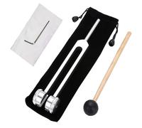 CLKE Set of 128hz Aluminium Tuning Fork, Therapeutic Tuning Fork, 128hz Therapeutic Tuning Fork with Small Key, Silicone Hammer, Flannel Bag, Silver