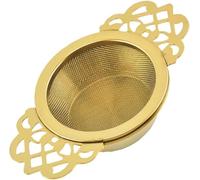 CLKE Tea Strainer for Loose Teas, Gold Tea Strainer, Loose Leaf Tea Infuser & Matcha Sieve, Double Wing Handles Tea Filter & Tea Bag Squeezer for Cups (Gold)