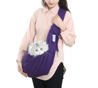 CLKLGEXEAK Dog Carrier Sling - Reversible Puppy Purse with Storage Pocket, Hand-Free for Carry Small Dogs and Cats, Travel Safety Harness, and Cat Harness(Purple)