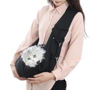 CLKLGEXEAK Dog Carrier Sling - Reversible Puppy Purse with Storage Pocket, Hand-Free for Carry Small Dogs and Cats, Travel Safety Harness, and Cat Harness(Black)