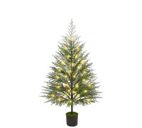 Cllayees 4FT Norfolk Pine Christmas Tree with Lights Realistic Potted Tree | Timer, 80 LEDs, Lighted Artificial Xmas Trees, For Indoor Outdoor Front Porch Yard Bedroom