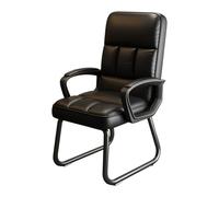 CLLXDZ Desk chair no wheels, Leather Stationary Office Guest Chair No Wheels, Comfy Padded Arms and Seld Base, for Reception Area Conference Room Lobby Home Computer Desk Bedroom(Black)