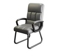 CLLXDZ Desk chair no wheels, Leather Stationary Office Guest Chair No Wheels, Comfy Padded Arms and Seld Base, for Reception Area Conference Room Lobby Home Computer Desk Bedroom(Silver)