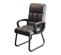 CLLXDZ Desk chair no wheels, Leather Stationary Office Guest Chair No Wheels, Comfy Padded Arms and Seld Base, for Reception Area Conference Room Lobby Home Computer Desk Bedroom(Gray)